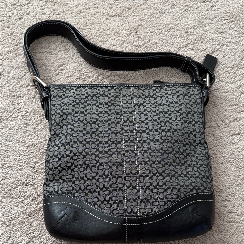 Coach Black and Gray Signature Crossbody Bag
